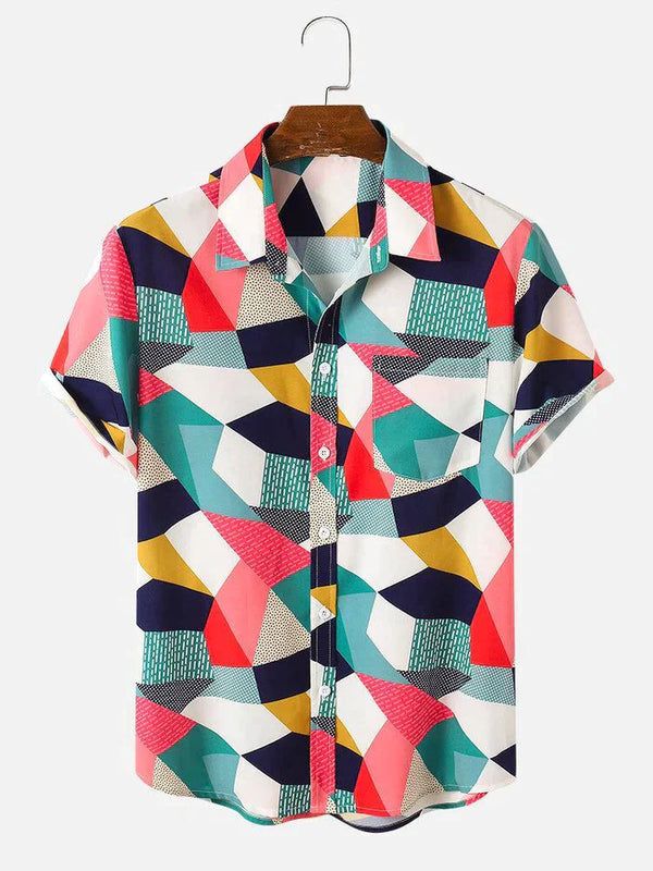 Mixed Colorblock Printed Cotton Shirt