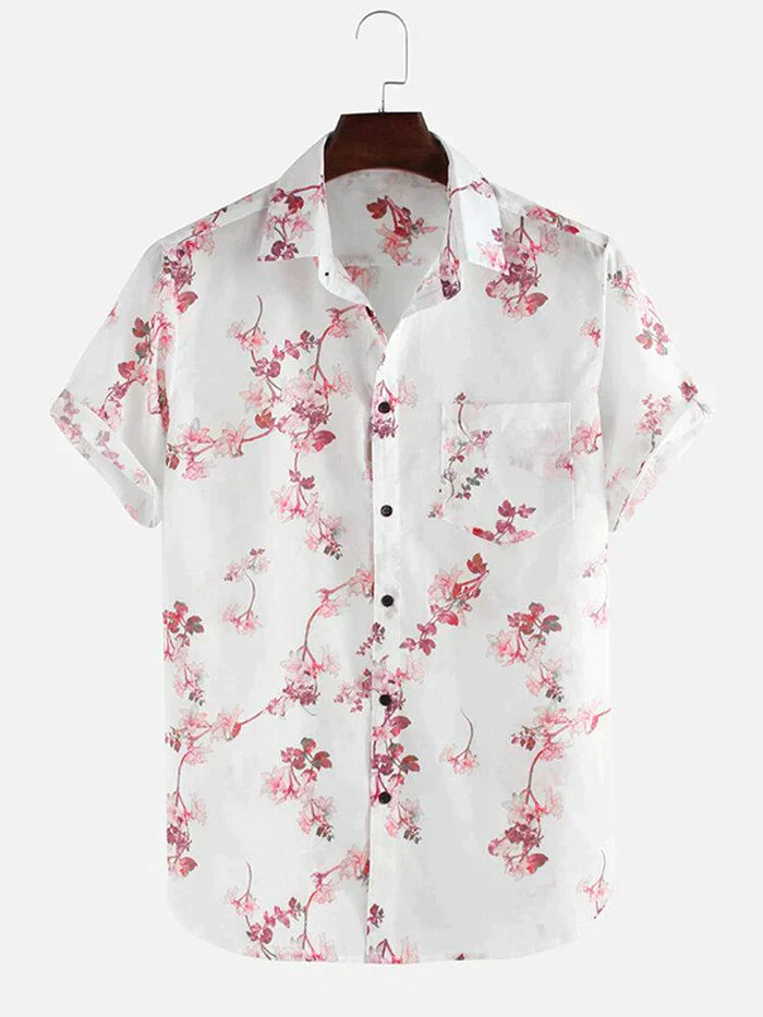 Flowers Printed Breathable Cotton Shirt Printed Cotton Shirt