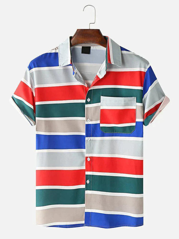 Horizontal Striped Multicolor Shirt For Men