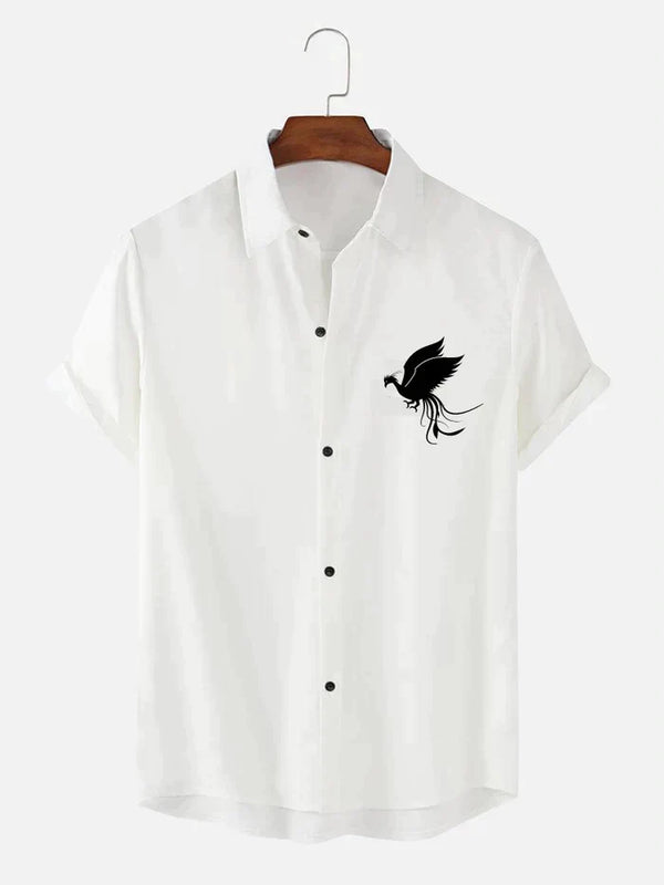 Classic Phoenix Bird Print Cotton Shirt