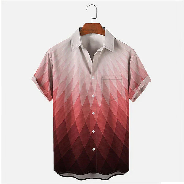 Men's Shirt Hawaiian Shirt Gradient Geometry Graphic Prints Turndown